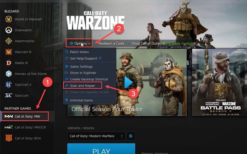 Spieldateien reparieren Call of Duty Warzone
