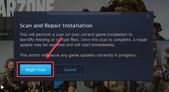 scannen und reparieren Sie Call of Duty: Warzone