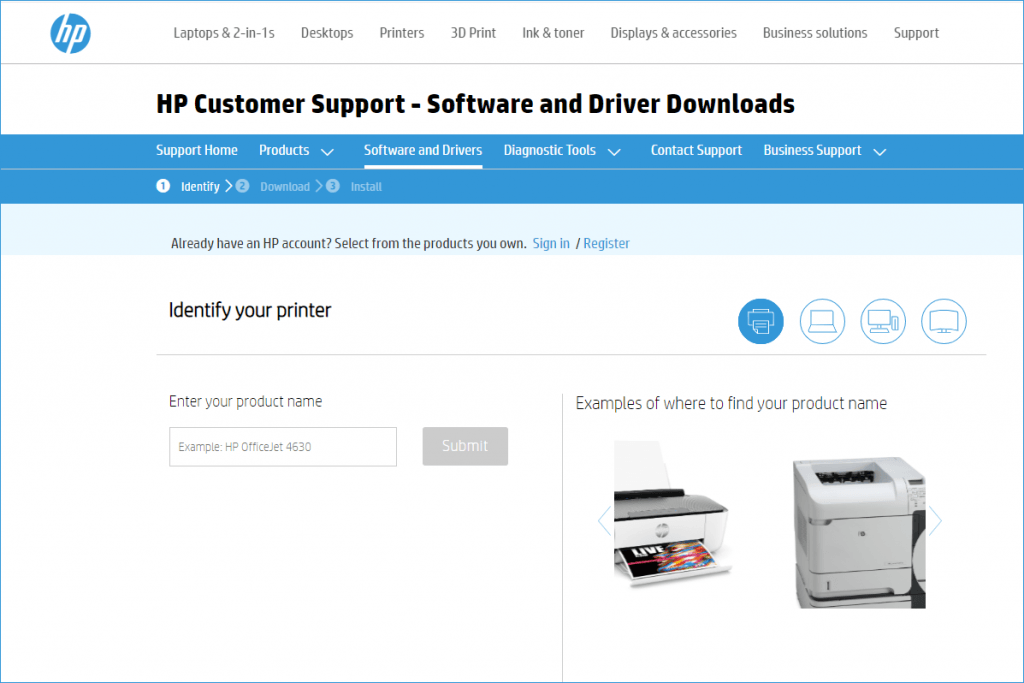 Treiber-Downloads vom HP Support
