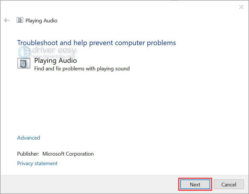 Запустите средство устранения неполадок со звуком Windows 1