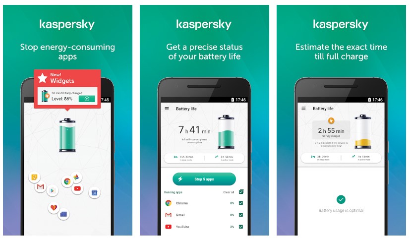 Mejores aplicaciones de ahorro de batería para Android: Kaspersky Battery Life