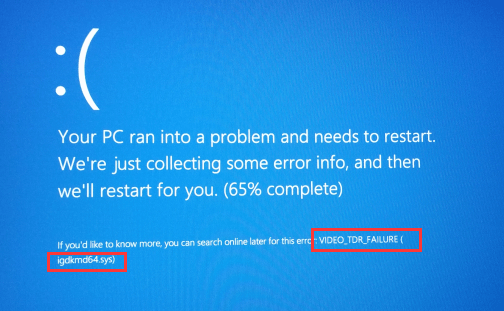 igdkmd64.sys on Windows 10 بلیو اسکرین کی خرابی (حل شدہ)