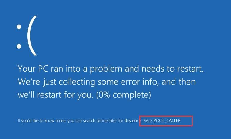 Erreur de l'appelant de pool incorrect sur Windows 10 (résolu)