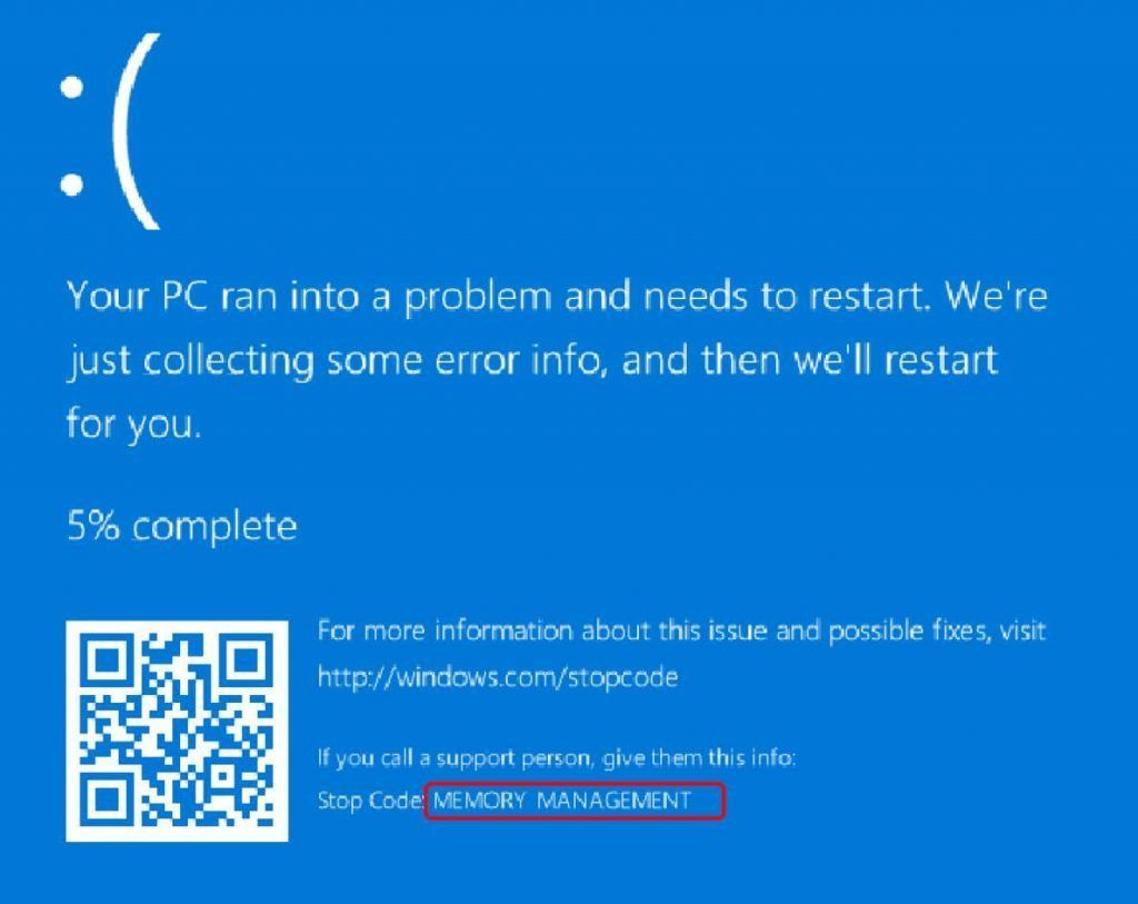 (Kiinteä) Muistinhallinnan BSOD-virhe Windows 10: ssä