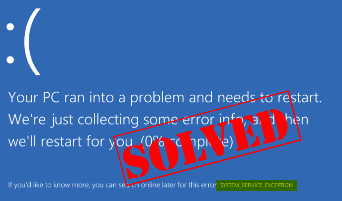 Изключение на системната услуга за Windows 10 (решено)