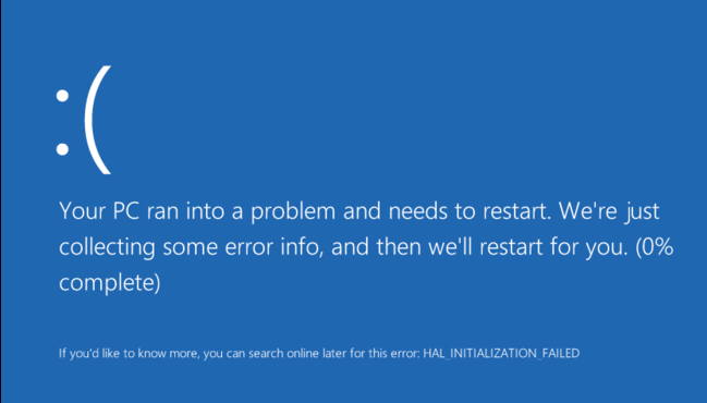 HAL INICIALIZĀCIJA NEVEICA operētājsistēmā Windows 10 (atrisināta)