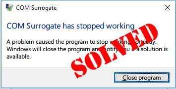 Решено: COM Surrogate спря да работи