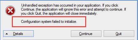No s'ha pogut inicialitzar el sistema de configuració a Windows 10 (resolt)