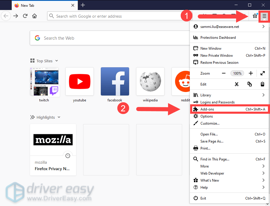 deshabilitar extensiones en Firefox