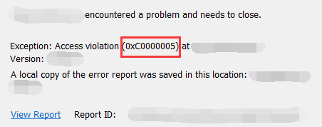0xc0000005 vea parandamine Windowsis