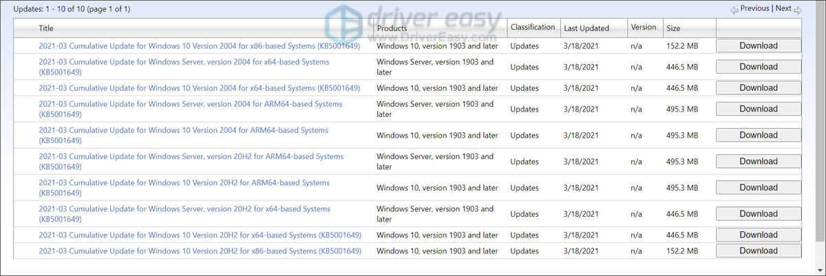 ročno prenesite posodobitve sistema Windows iz kataloga posodobitev Microsoft