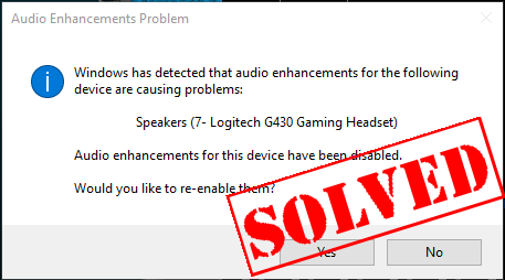 Windows ir atklājis, ka audio uzlabojumi (atrisināts)