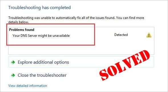 Fàcil de corregir Error 'És possible que el vostre servidor DNS no estigui disponible'