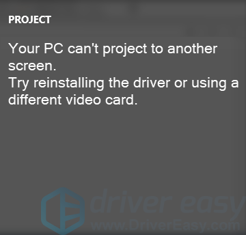 Easy Fix to Your PC no se puede proyectar en otra pantalla Error