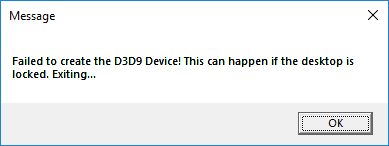 POPRAVAK: Izrada uređaja D3D9 nije uspjela