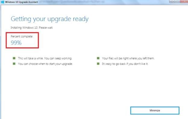 Windows 10-Upgrade bei 99% hängen geblieben (behoben)