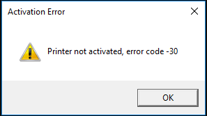 प्रिंटर सक्रिय नहीं, त्रुटि कोड -30 (हल)