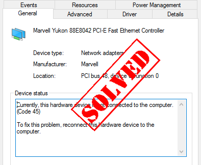error code 45 device manager