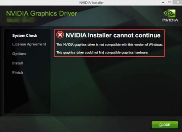 NVIDIA-ohjaimen, joka ei ole yhteensopiva tämän Windows-version kanssa, korjaaminen