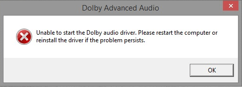 Both dolby audio driver and api need to be installed windows 10