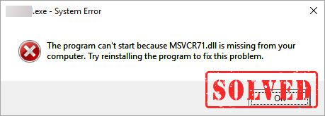 Το MSVCR71.dll δεν βρέθηκε [Επιλύθηκε]
