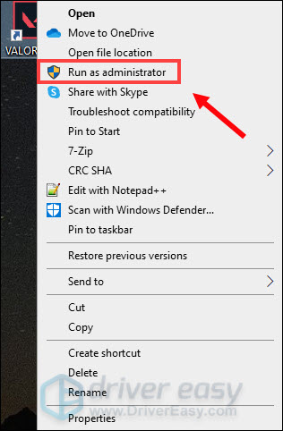   køre VALORANT som administrator