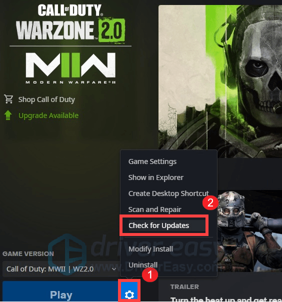   Warzone 2.0 pārbaudiet atjauninājumus Battle.net
