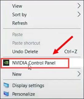 avaa NVIDIA Control Panel