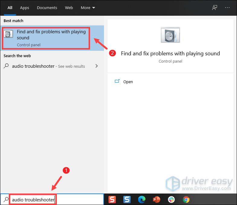 spusťte Windows Poradce při potížích se zvukem