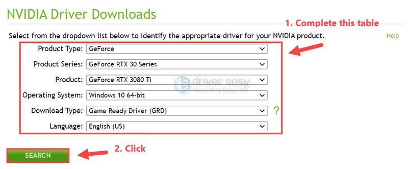 NVIDIA GeForce RTX 3080Tiドライバーを手動でダウンロードして更新する