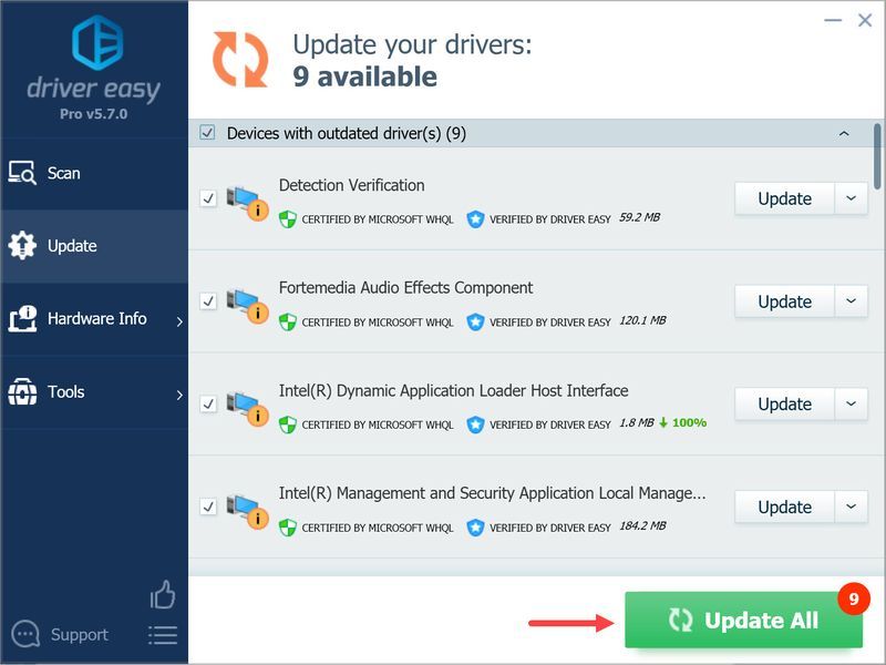 Driver Easy Pro Update Alle drivere