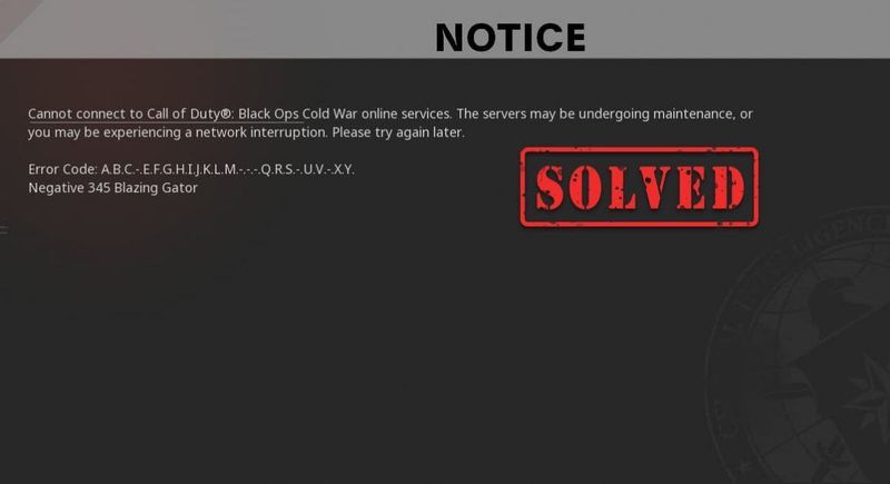 [RESOLUT] Black Ops Cold War Negative 345 Blazing Gator Error