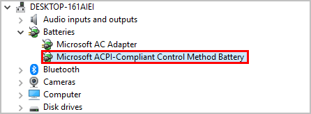 [Corregit] Problemes del controlador de la bateria del mètode de control compatible amb ACPI de Microsoft