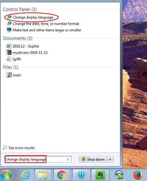 Näyttökielen vaihtaminen Windows 7:ssä