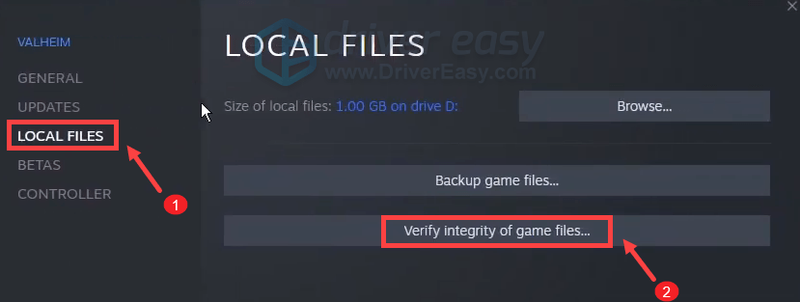 Valheim verifica la integridad de los archivos del juego