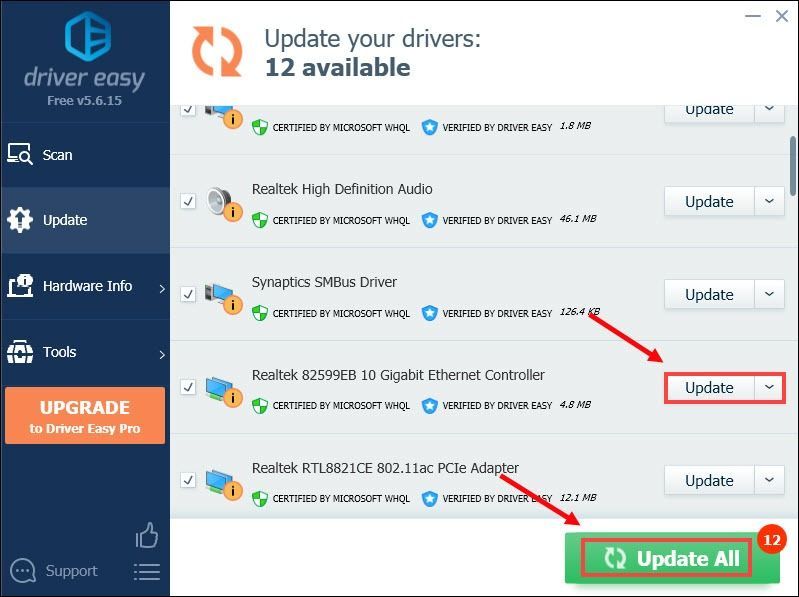 uppdatera nätverkskortdrivrutinen automatiskt med Driver Easy