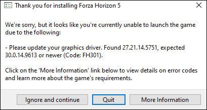 Labojiet Forza Horizon 5 atjaunināšanas grafikas draiveri