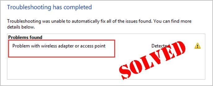 Atrisināts: problēma ar bezvadu adapteri vai piekļuves punktu operētājsistēmā Windows 10