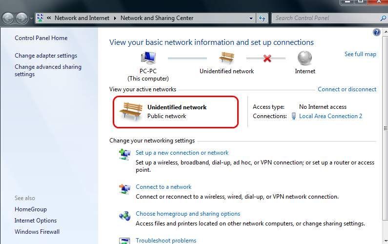 Neznano omrežje v sistemih Windows 10 in 7 (fiksno)