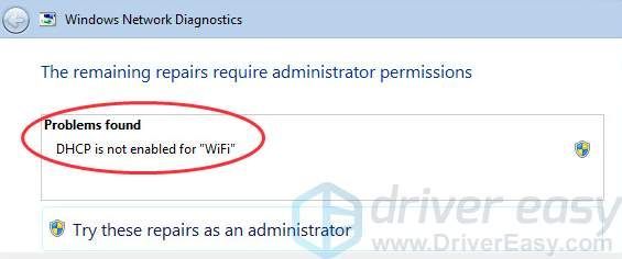 DHCP n'est pas activé pour le WiFi sous Windows (correctifs faciles)