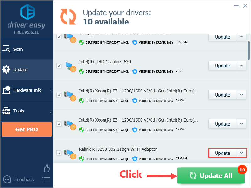 Driver Easy Update alle stuurprogramma
