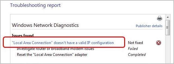 (Ispravljeno) 'Lokalno povezivanje' nema valjanu IP konfiguraciju
