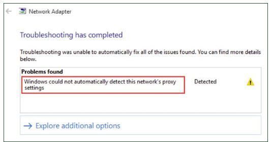 Corregido: Windows no pudo detectar automáticamente la configuración de proxy de esta red