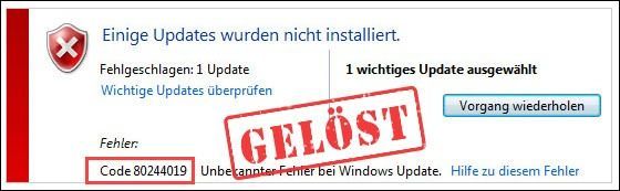 80244019: Windows atjaunināšanas kļūda [Atrisināts]