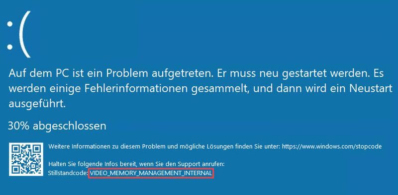 [Gelöst] Video Memory Management Internal unter Windows 10