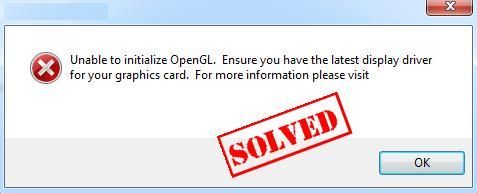 Не може да се инициализира OpenGL (фиксиран)