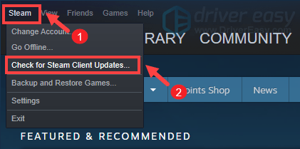 suriin para sa mga update ng Steam client