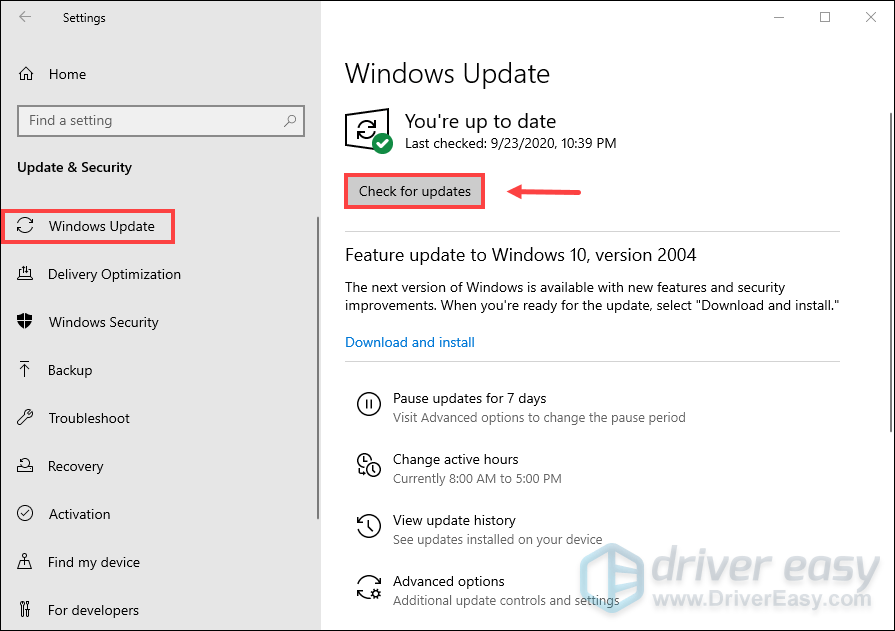 comproveu si hi ha actualitzacions de Windows
