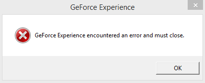 GeForce Experience hat einen Fehler festgestellt und muss geschlossen werden (behoben)