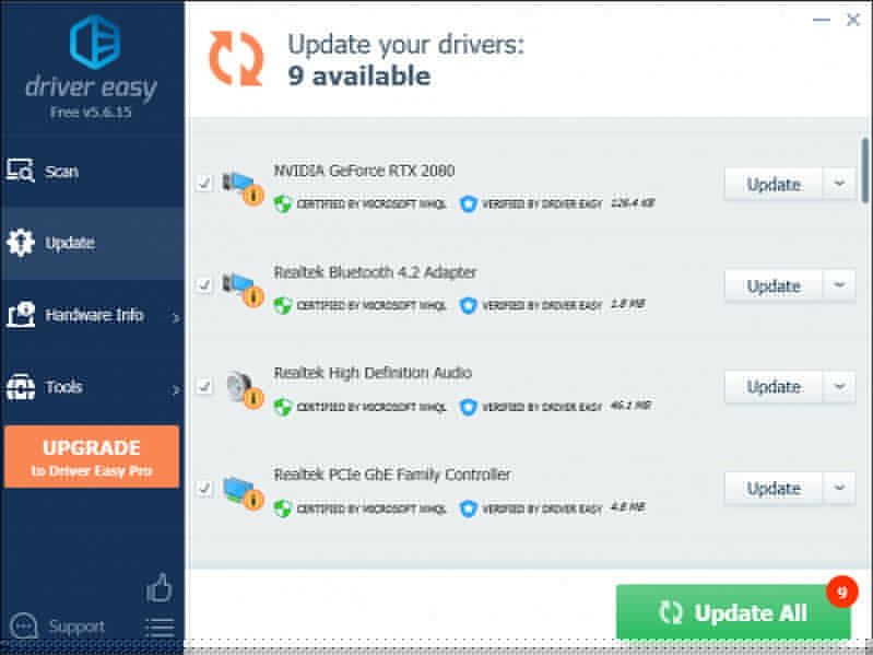 perbarui driver perangkat secara otomatis dengan Driver Easy